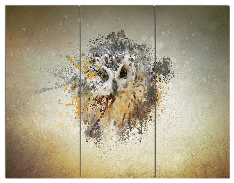 Large Gracing Owl, Animal Canvas Wall Art, 36x28, 3 Panels