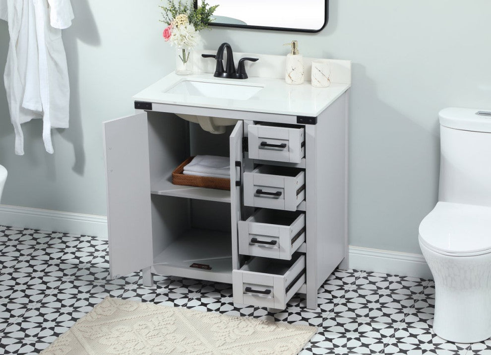 Home Living 19" Farmhouse Grey-Light Bathroom Vanity
