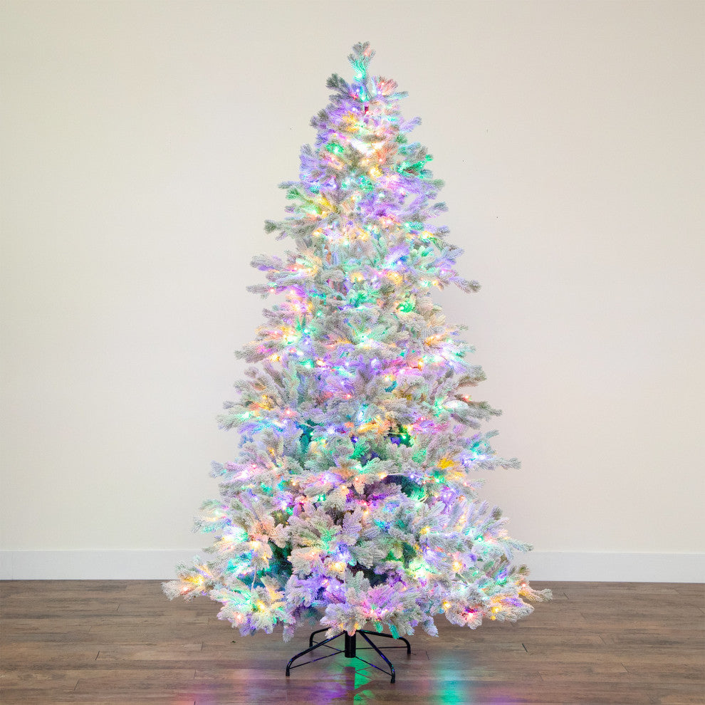 7.5ft. Pre-Lit Artificial California Flocked Spruce Christmas Tree