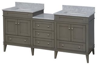 Eleanor 72" Double Bathroom Vanity, Weathered Gray, Carrara Marble