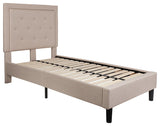 Twin Platform Bed-Beige