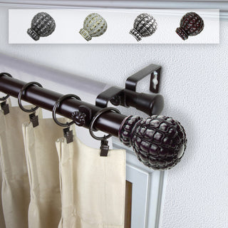 Velia 1" Double Curtain Rod, Mahogany, 66-120"