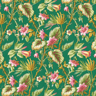 Red from Scalamandre King Geneva Headboard, Tropical Flora Green