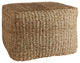 Casual Woven Seagrass Square Wide Pouf Natural Coastal Cottage Ottoman Table