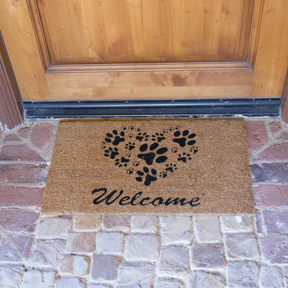 Heart-Shaped Paws Welcome Mat