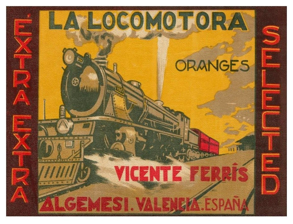 "La Locomotora Oranges" Digital Paper Print by Retrolabel, 24"x19"