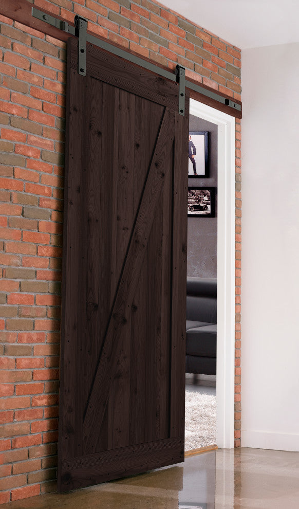 Farm Style Sliding Door, Distressed Smoke Finish