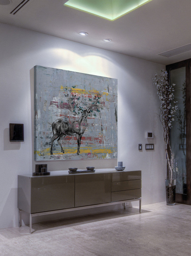 "Full Antlers" Painting Print on Wrapped Canvas, 18"x18"