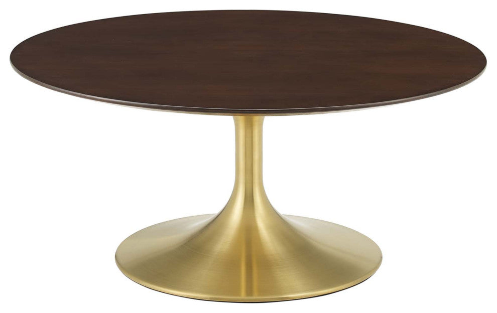 Lippa 36" Wood Coffee Table, Gold Cherry Walnut