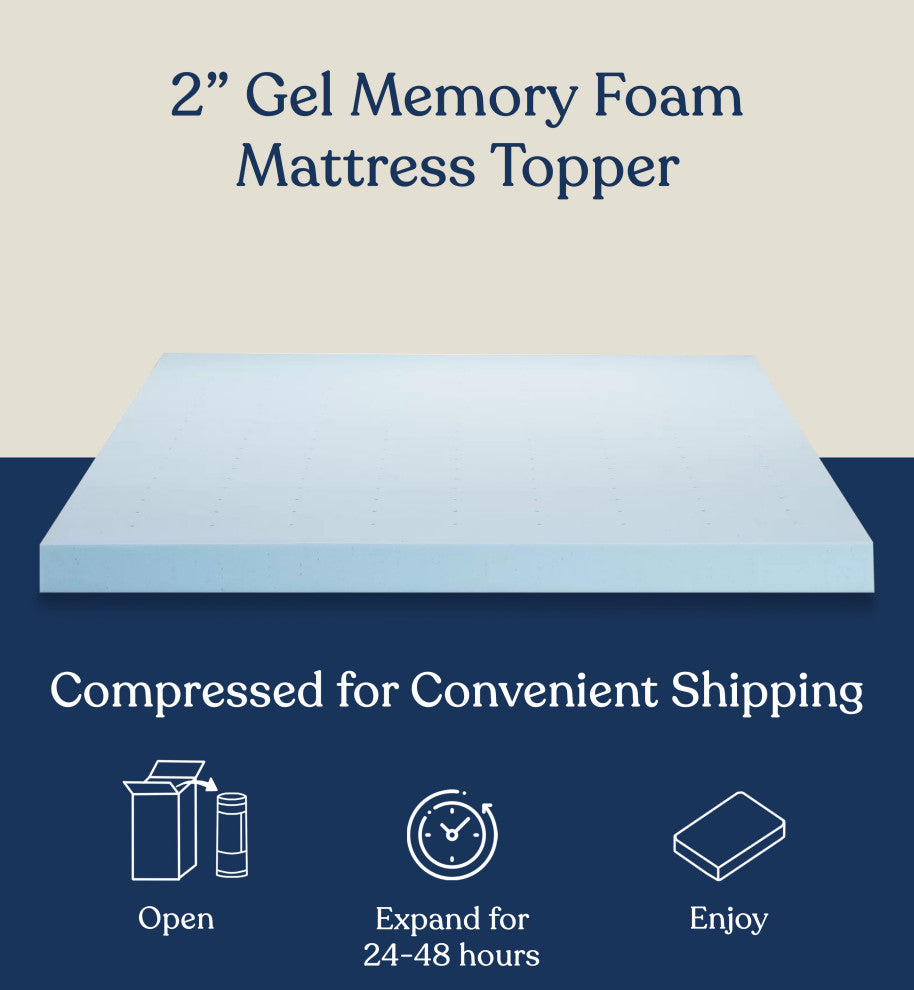 Delara 2" Gel Infused Memory Foam Mattress Topper With Bamboo Cover, King