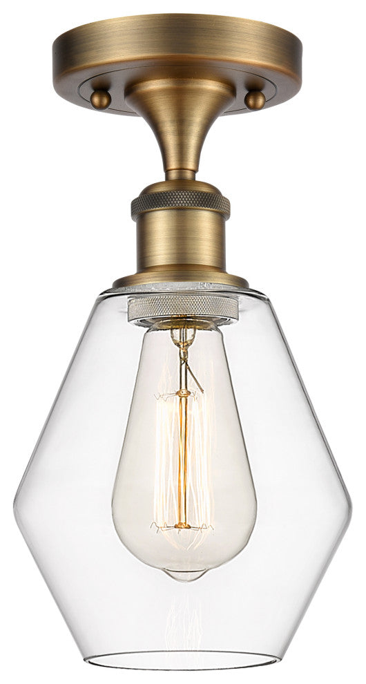 Innovations 516-1C-BB-G652-6 1-Light Semi-Flush Mount, Brushed Brass