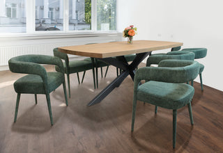 Logan 9-Piece Dining Set With 82" Dining Table And 8 Galway Teal Side Chairs