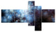Blue White Starry Fractal Sky, Abstract Art on Canvas, 60"x32", 5 panels