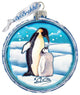 Hand Painted Penguin Pals Cut Ball Glass Scenic Ornament