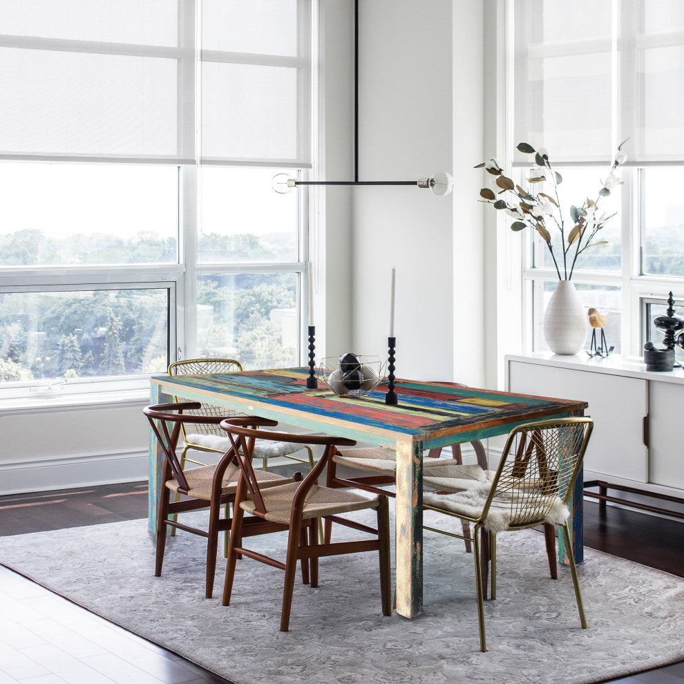 Teak Wood Dining Table Made From Recycled Teak Wood Boats, 71 X 43"