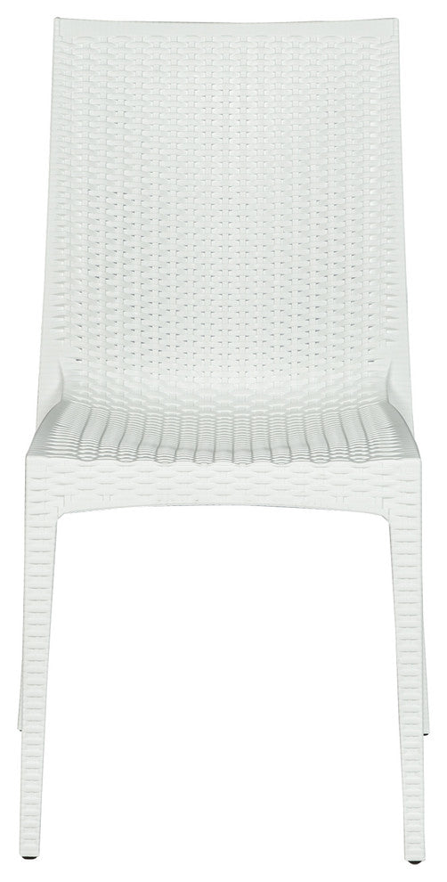Leisuremod Weave Mace Indoor Outdoor Patio Chair, Set of 4, White