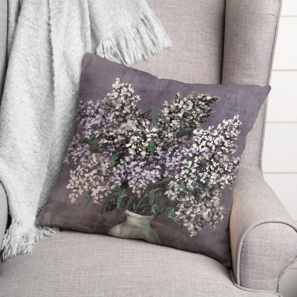 Purple Florals, Vase 16x16 Spun Poly Pillow