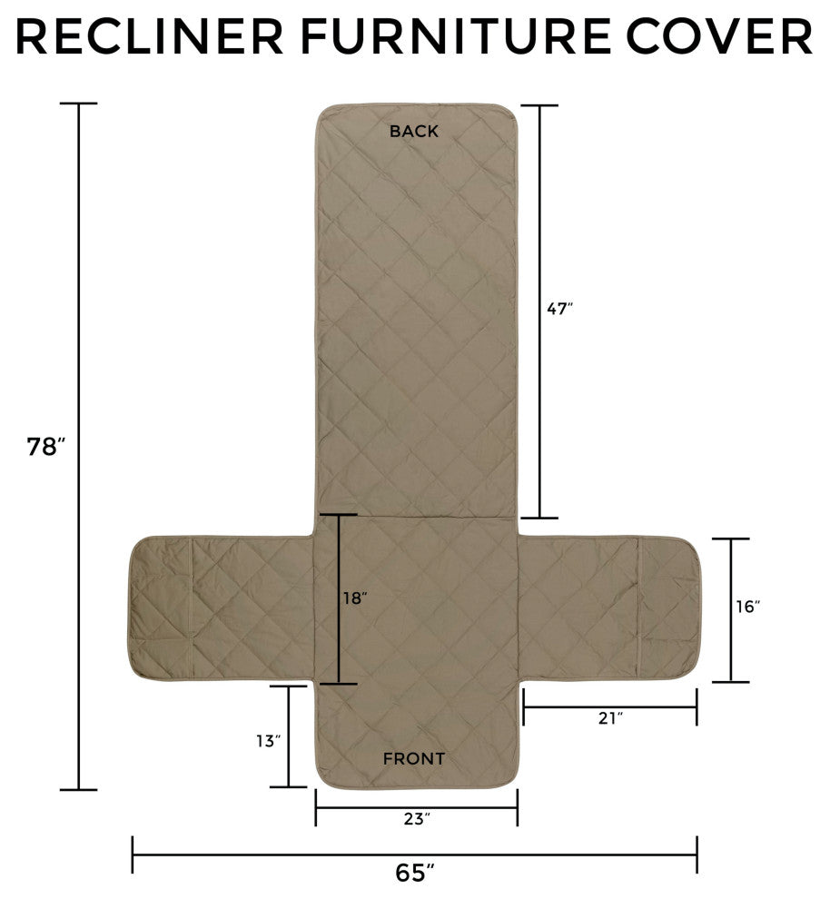 Recliner Chair Furniture Cover, Tan, Regular