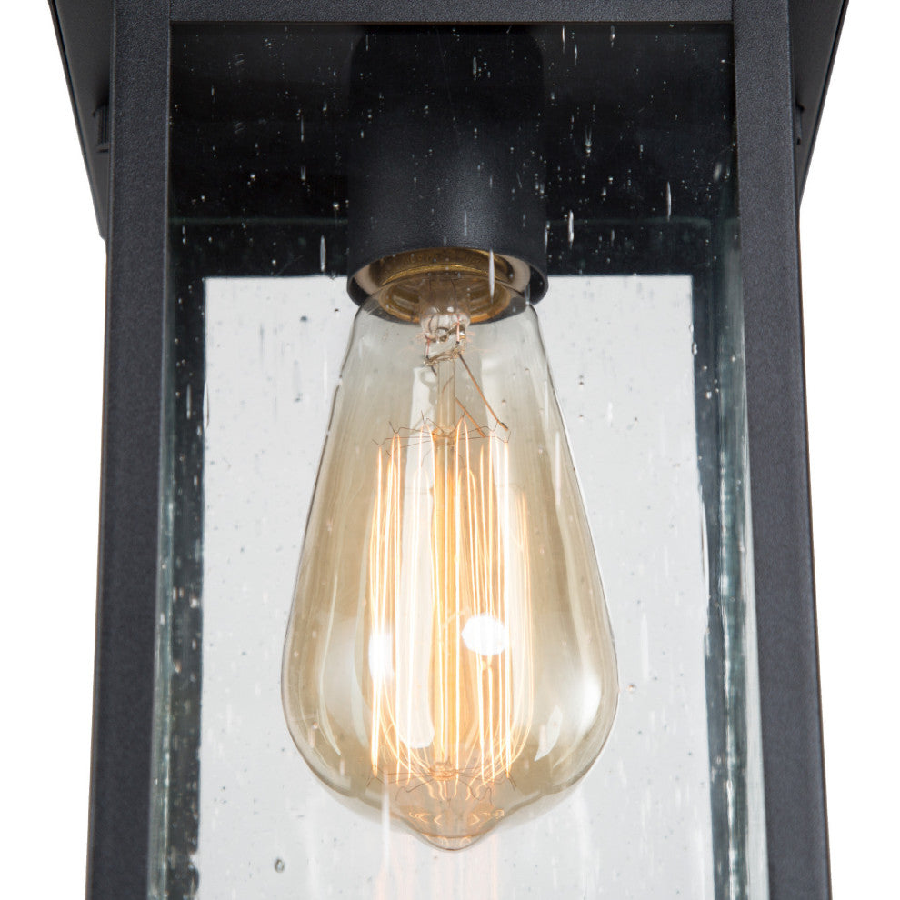 LNC Transitional 1-Light Black Square Outdoor Lighting, Single Pendant