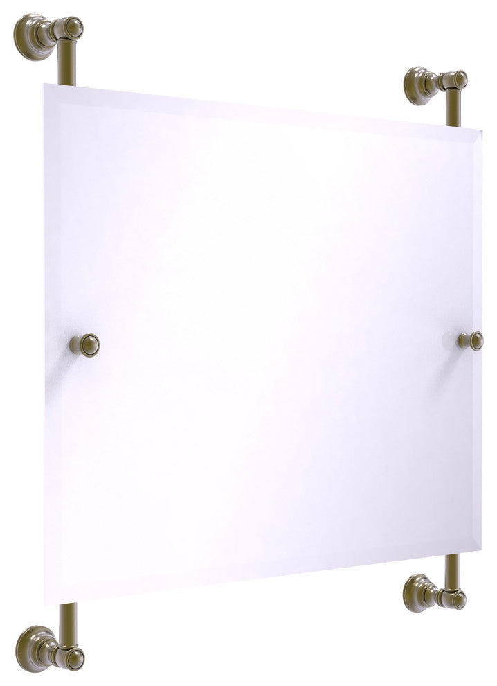Carolina Landscape Frameless Rail Mounted Mirror, Antique Brass