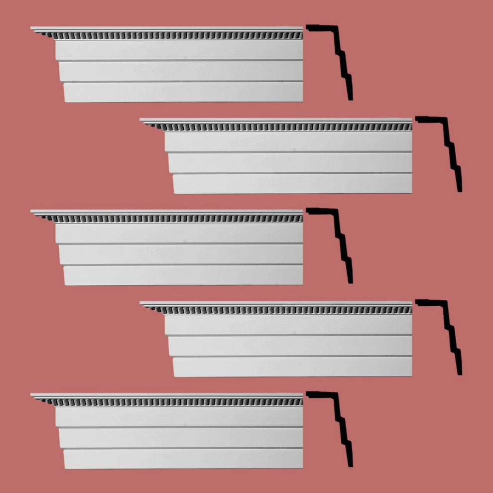 Cornice White Urethane Barrington Ornate Design 5 Pieces Totaling 470" Length
