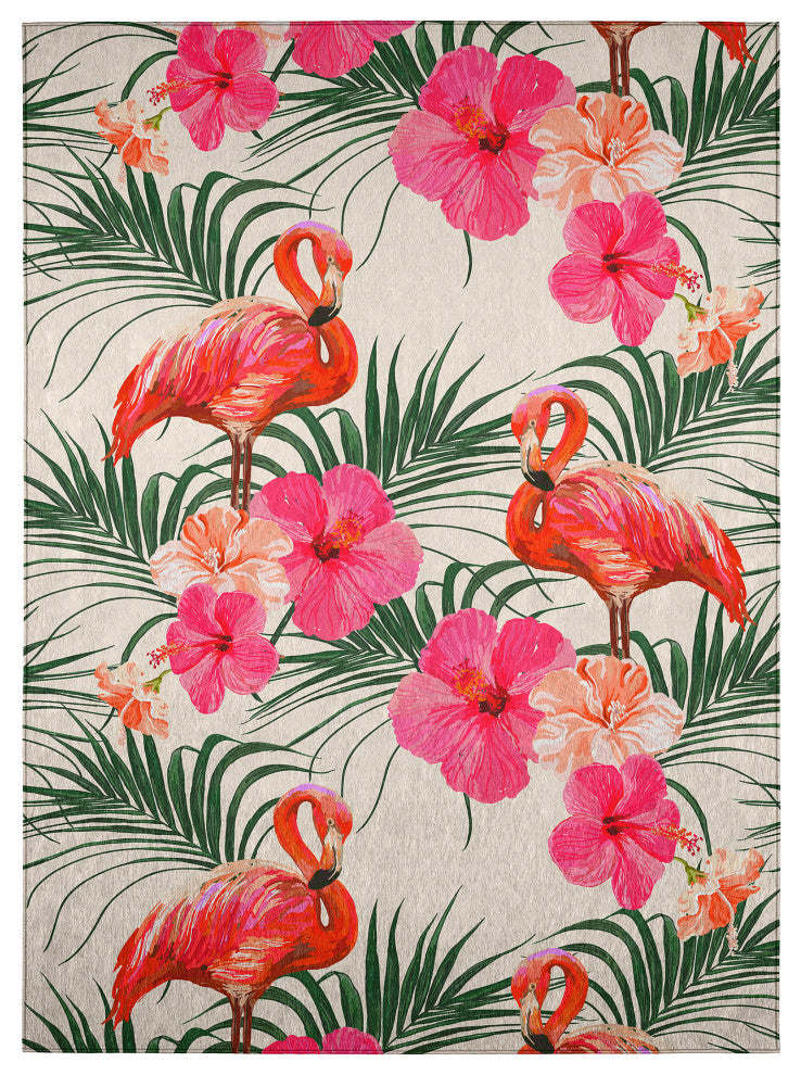 Indoor/Outdoor Tropics TC12 Ivory Machine Washable 3' x 5' Rug