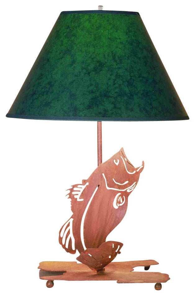21 5"H Leaping Bass Faux Leather Shade Table Lamp