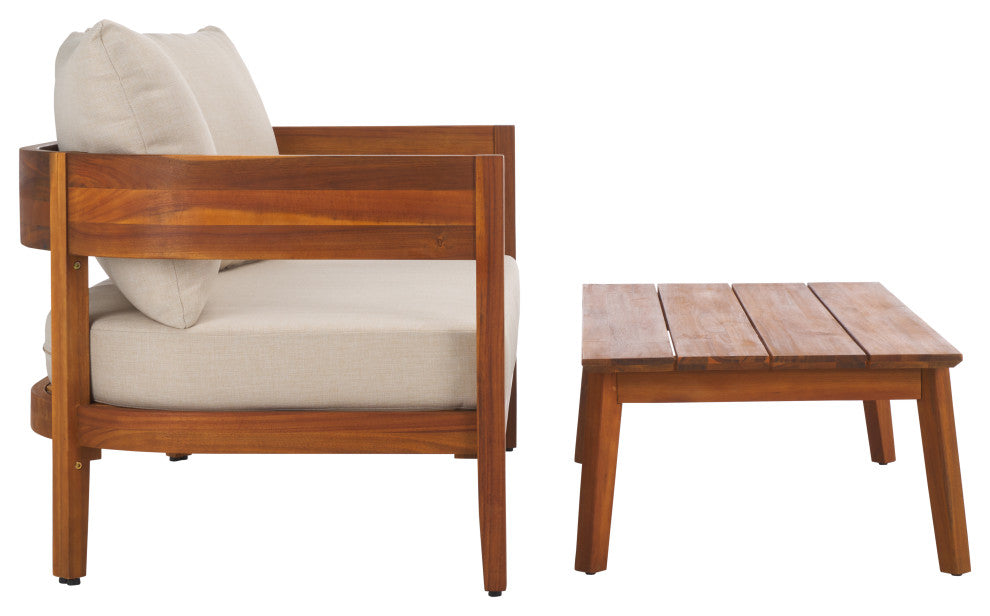 Safavieh Theo Bench And Table, Natural/Taupe