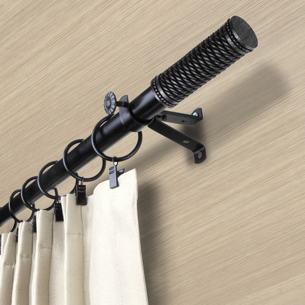 Barn 13/16" Diameter Curtain Rod, Black, 18-28"