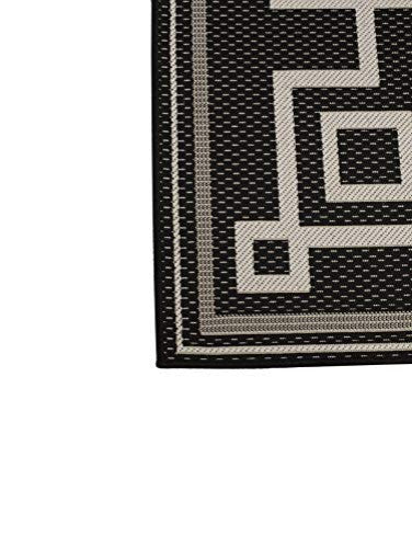 Outdoor Collection Oriental Area Rug - UV Safe Rug, Black, 5'3"x7'6"