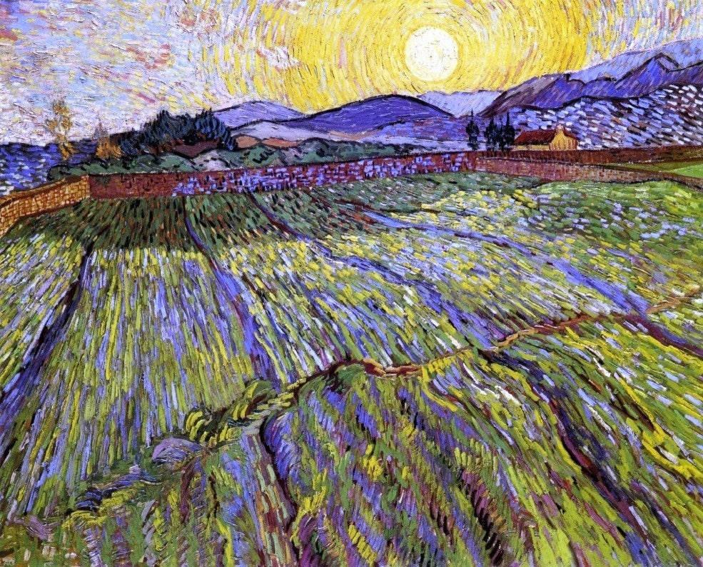 Vincent Van Gogh A Wheat Field With Rising Sun Wall Decal