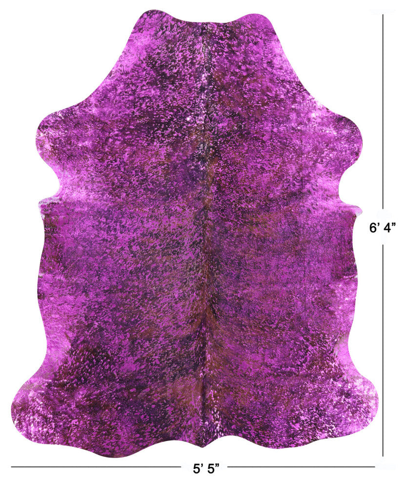 Pink Metallic Cowhide Rug 6' 4" X 5' 5" C2135