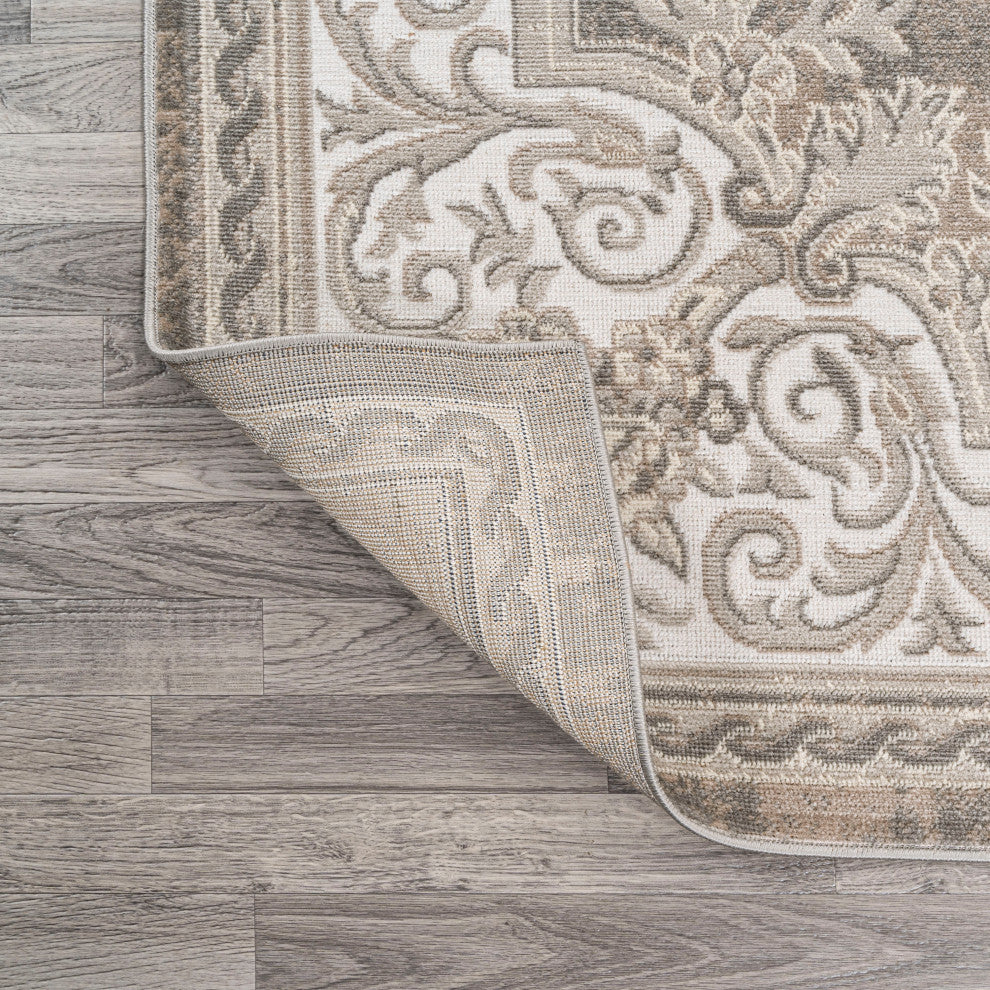 Rosalia Cottage Medallion Area Rug, Gray/Ivory, 8x10
