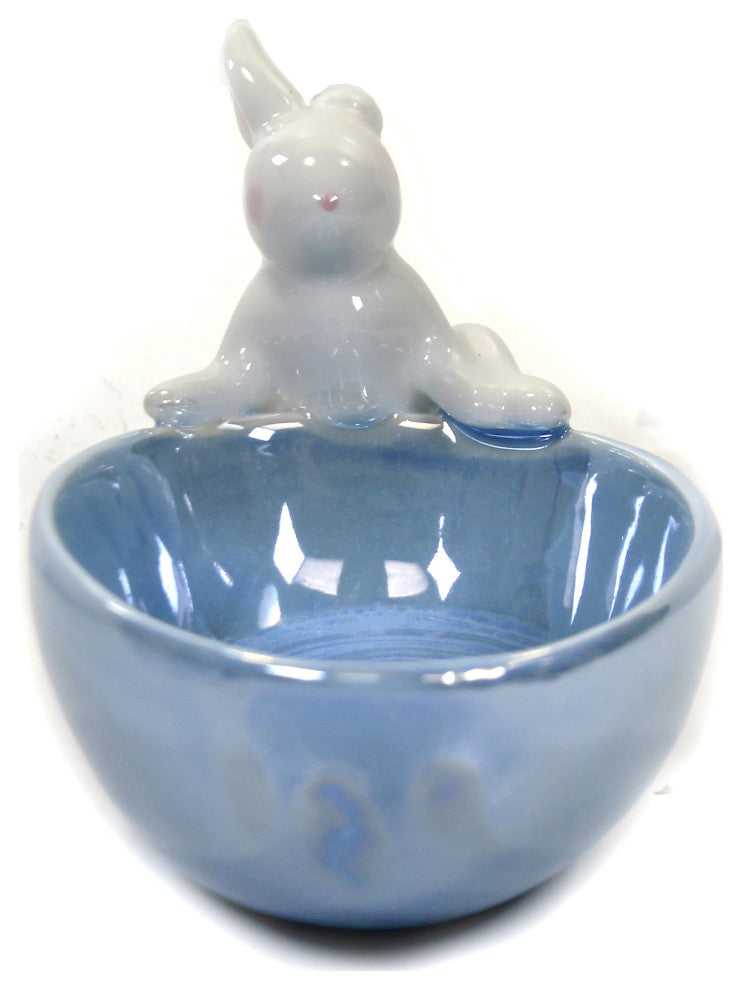 Tabletop Egg Shaped Pearlized Candy Dish Easter Tidbit Snack Bunny Cn0065 Blue
