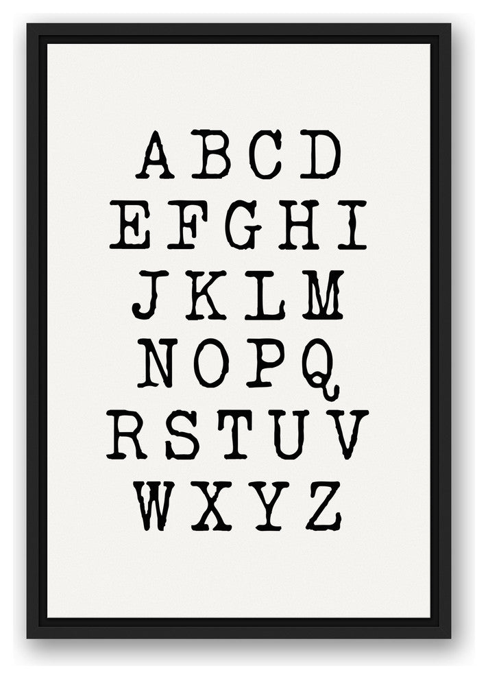 Typewriter Alphabet 20x30 Black Floating Framed Canvas