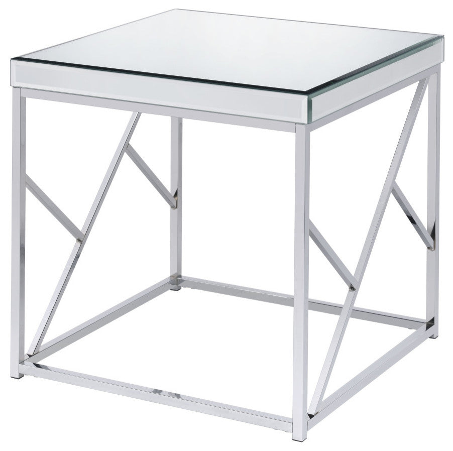 Evelyn Mirror Top End Table Chrome