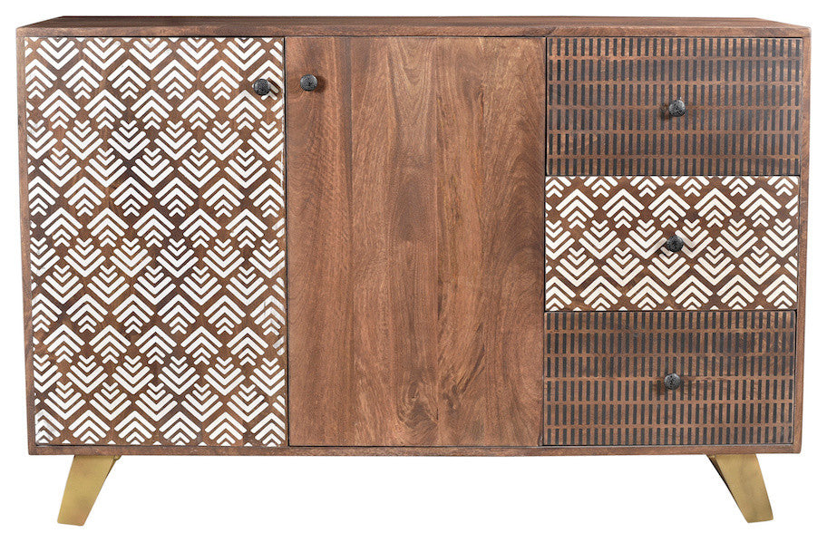 Front-facing full view of the Timbergirl Olga Retro Sideboard on a clean white background; shows entire product with no opened compartments.