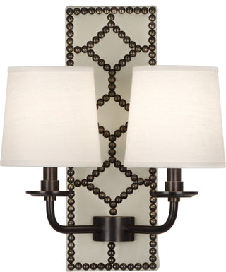Williamsburg Lightfoot Wall Sconce, Bruton White Leather and Aged Brass