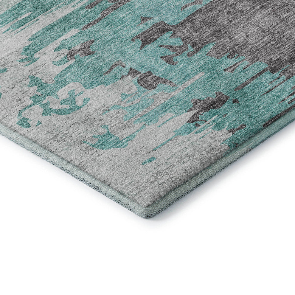 Premium Machine Washable Mayfield AMF704 Teal 8' x 10' Rug