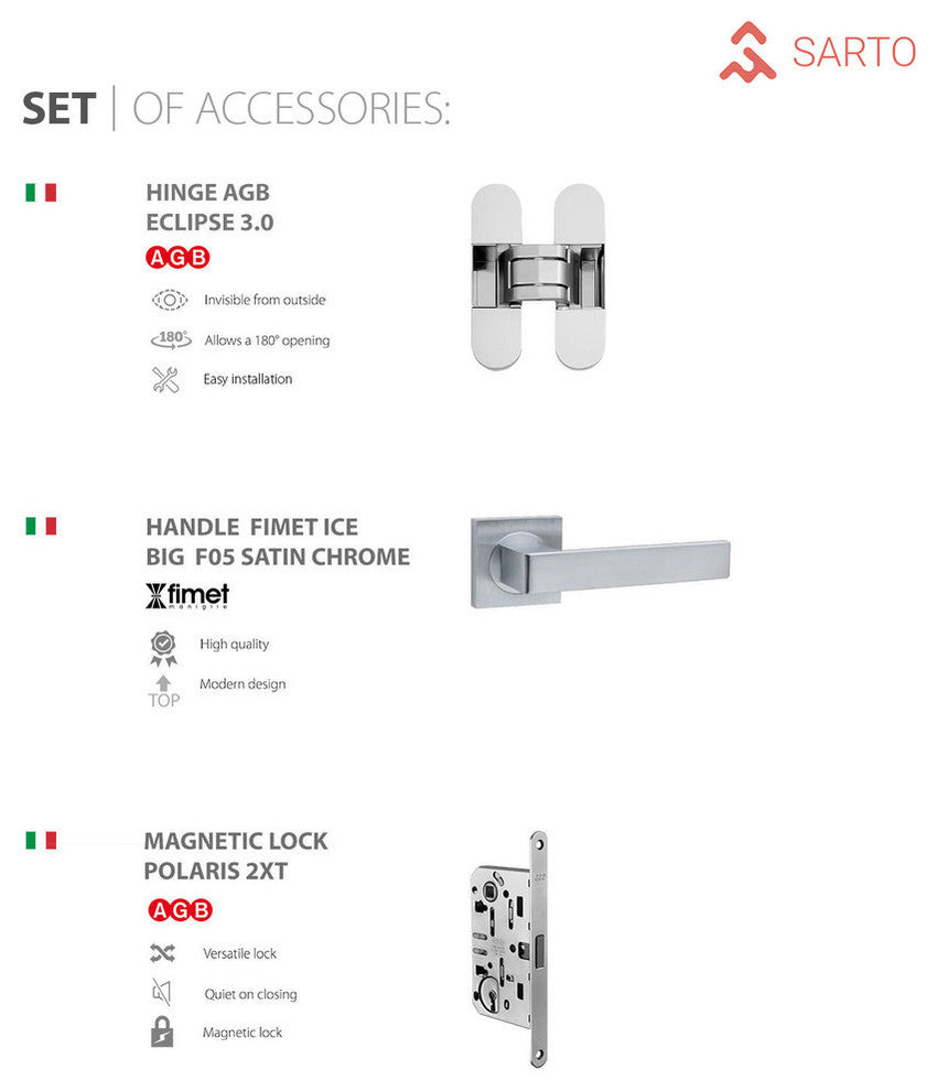 French Double Doors 48 x 80 with Frames Hardware| Planum 0010 Chocolate Ash