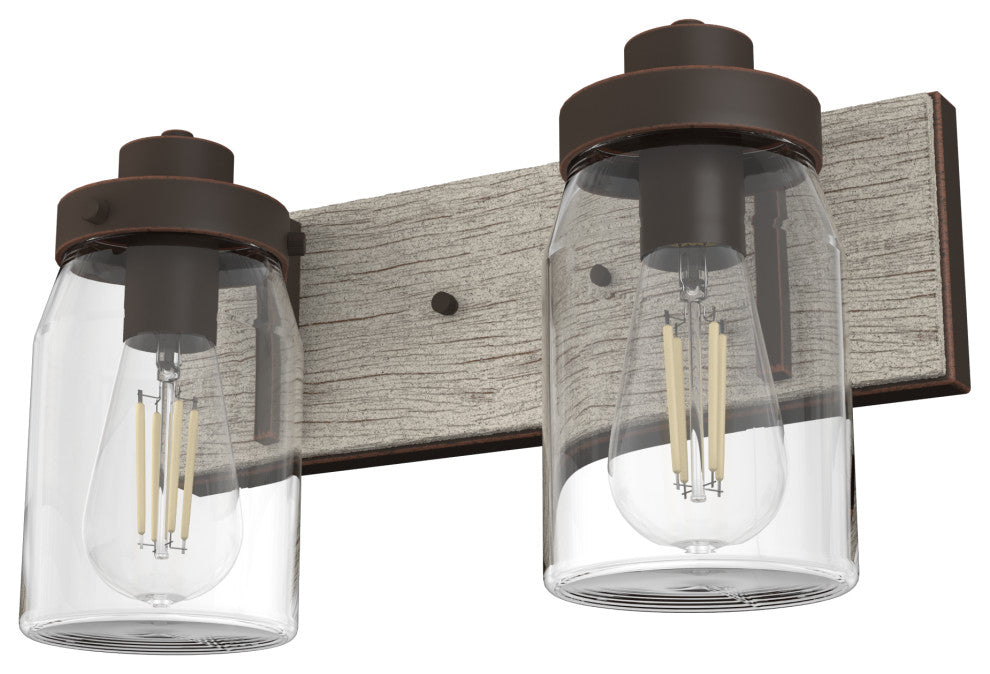 Devon Park Onyx Bengal and Barnwood With Clear Glass 2 Light Vanity Wall