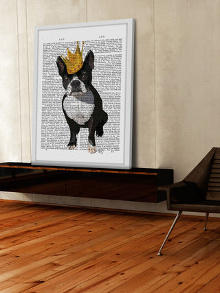 "Boston Terrier Crown" Framed Painting Print, 12"x18"