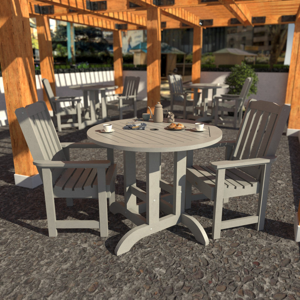 Springville 3-Piece Round Dining Set, Weathered Acorn, Harbor Gray