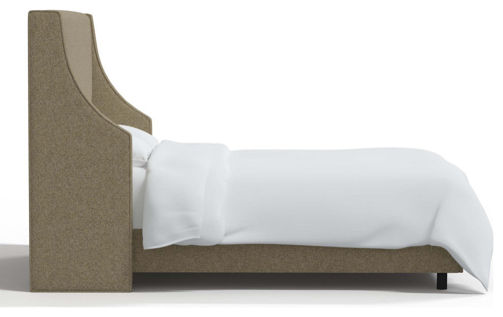 Fully Upholstered Wingback Bed, Zuma Linen, Twin
