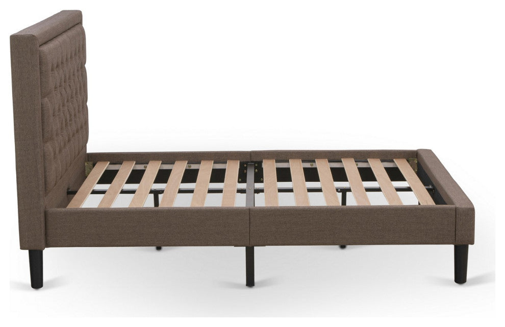 2Pc Full Size Bed Set, 1 Platform Bed Frame Brown, 1 Night Stand