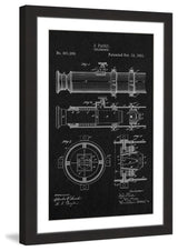 "Telescope 1891 Black Paper" Framed Painting Print