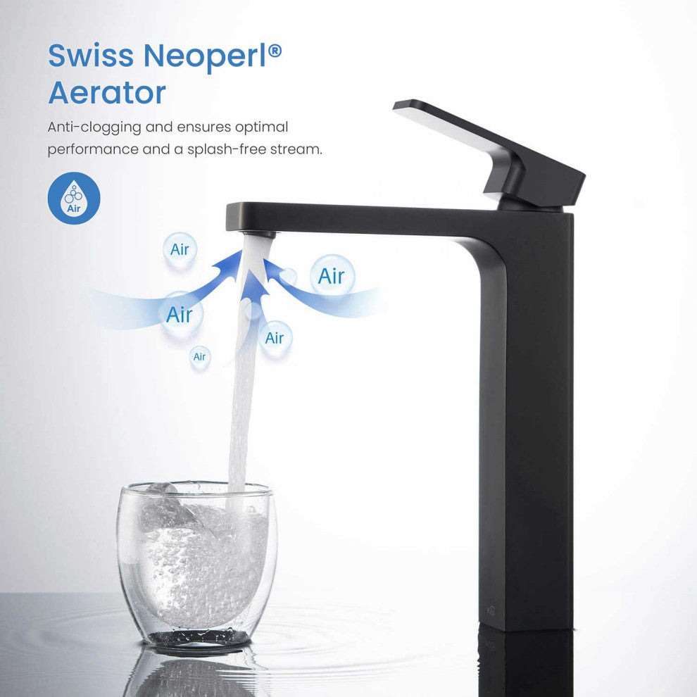 Blaze-T Single Handle Bathroom Vessel Sink Faucet, Matte Black