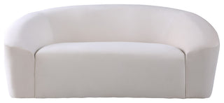 Riley Velvet Upholstered Rounded Loveseat, Cream