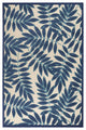 6 x 9 Navy and Beige Leaves Indoor Outdoor Area Rug