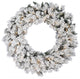 24" Flocked Wreath, 120 Tips, 50 Clear Lights